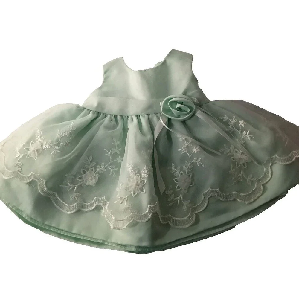La Princess Mint Green Preemie Infant Dress Tulle Embroidery Floral Rose